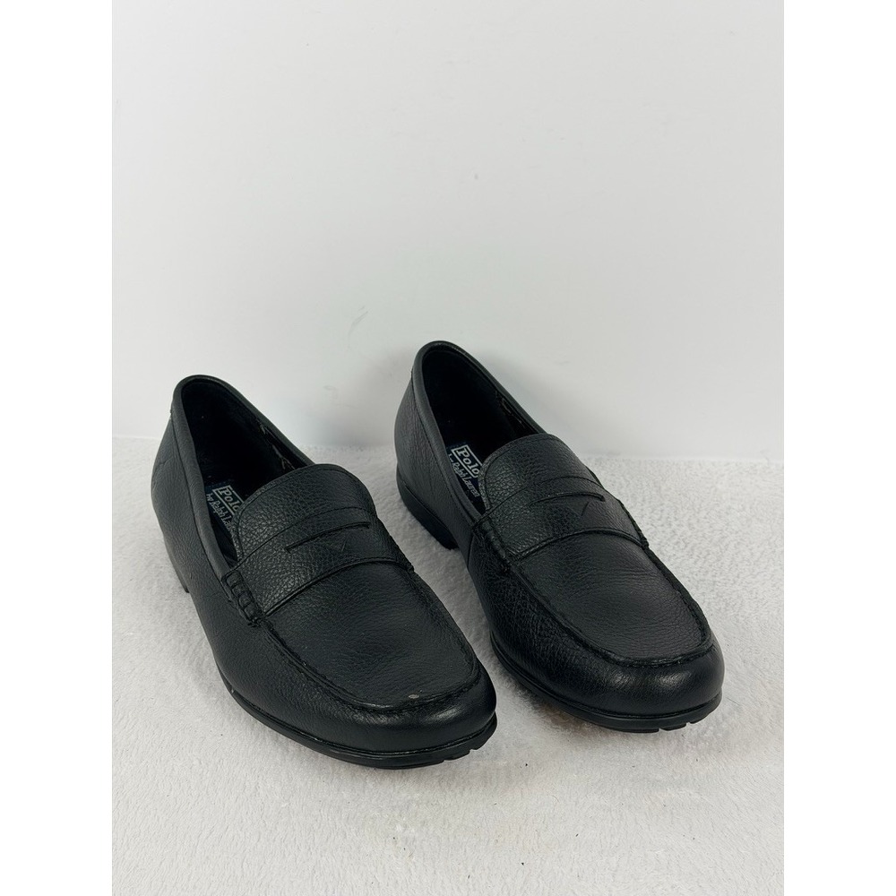 Polo Ralph Lauren Adante Black Leather Penny Loafers Men's Size 12 D Flaking